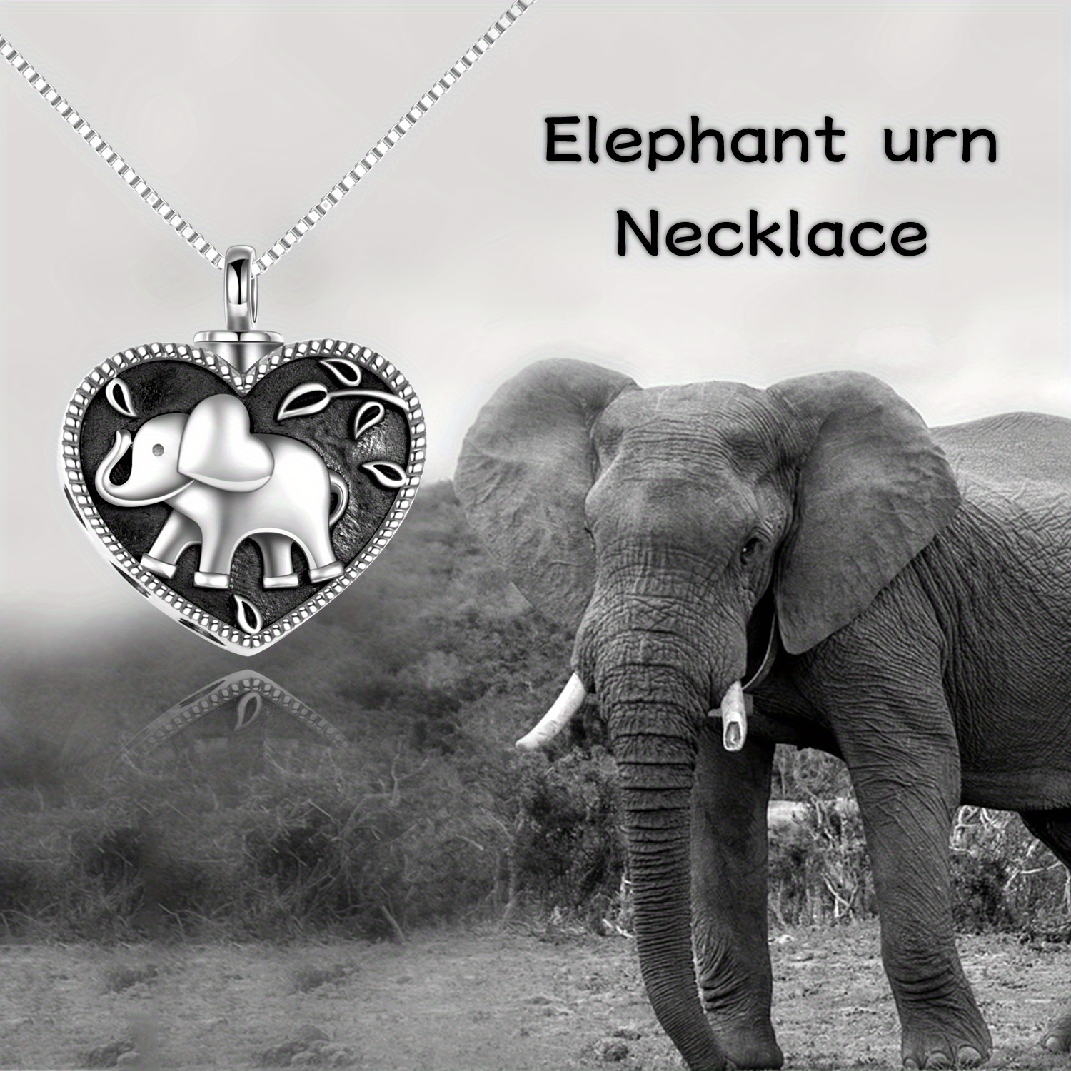 Urn Ashes Necklace Sterling Silver Elephant Pendant